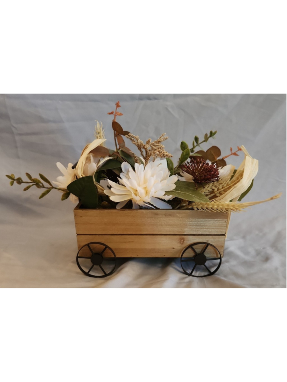 Harvest Faux Floral Wagon Decor